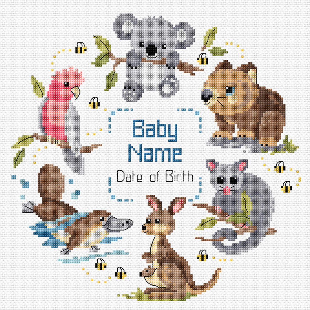 Platypus Cross Stitch Pattern Birth Announcement Baby 